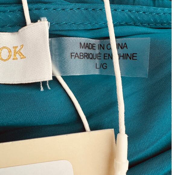 Ramy Brook Annette Halter Dress Petrol Teal Blue Green Smocked Waist Size L - Picture 6 of 9